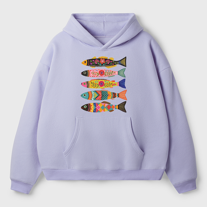 Tokyo-Tiger Colorful Patterned Fish Adult Fleece Hoodie