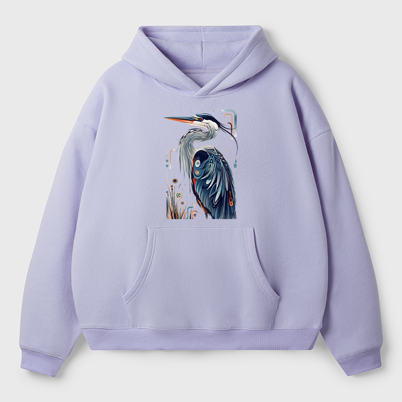Tokyo-Tiger Stylish Blue Heron Adult Fleece Hoodie