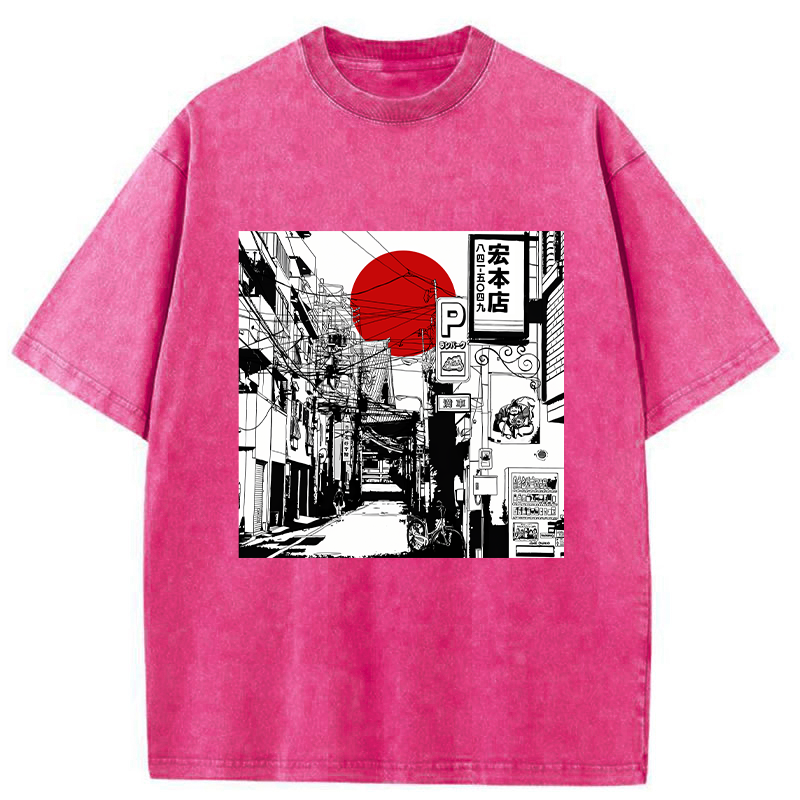 Tokyo-Tiger Sunrise On The Street Washed T-Shirt
