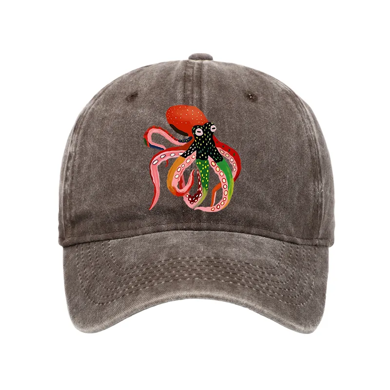Tokyo-Tiger Colorful Octopus Art Washed Cap