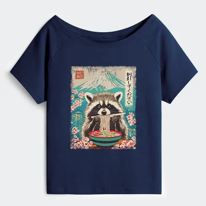 Tokyo-Tiger Please Give Raccoon A Discount Off Shoulder T-Shirt