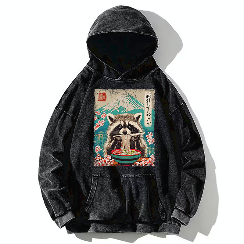 Tokyo-Tiger Please Give Raccoon A Discount Washed Hoodie