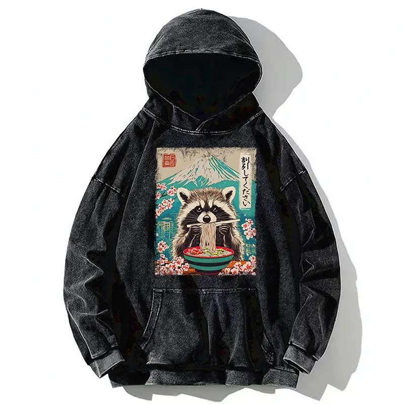 Tokyo-Tiger Please Give Raccoon A Discount Washed Hoodie