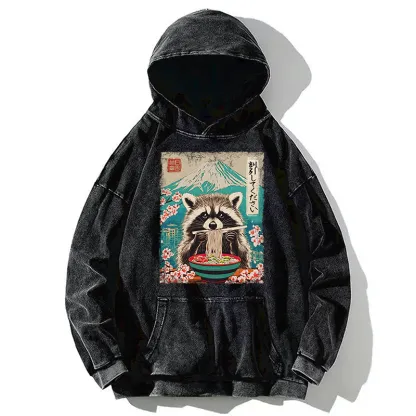 Tokyo-Tiger Please Give Raccoon A Discount Washed Hoodie