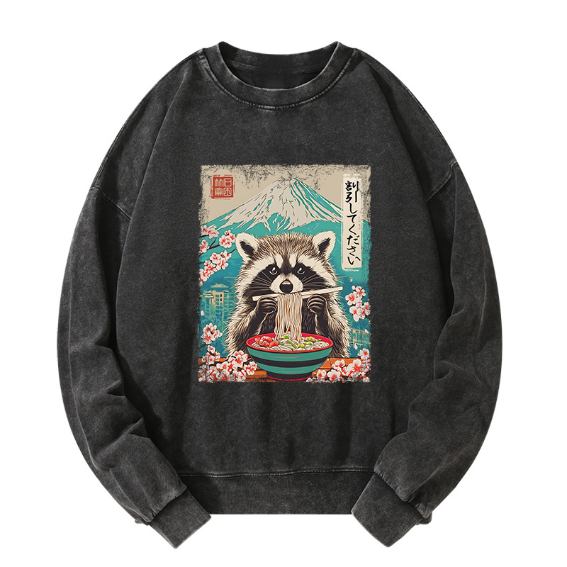 Tokyo-Tiger Please Give Raccoon A Discount Washed Sweatshirt