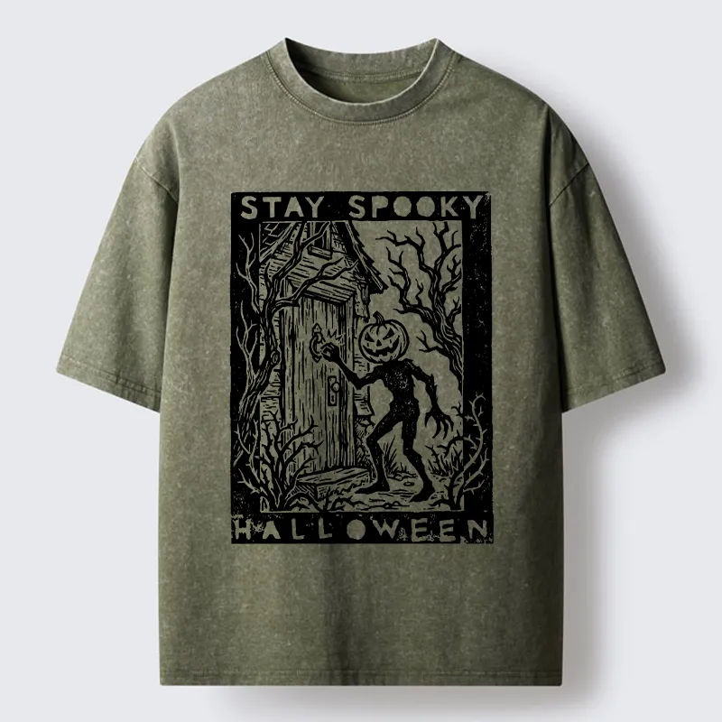 Tokyo‑Tiger Pumpkin Ghost Washed T‑Shirt