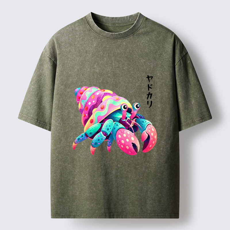 Tokyo‑Tiger Colorful Hermit Crab Washed T‑Shirt