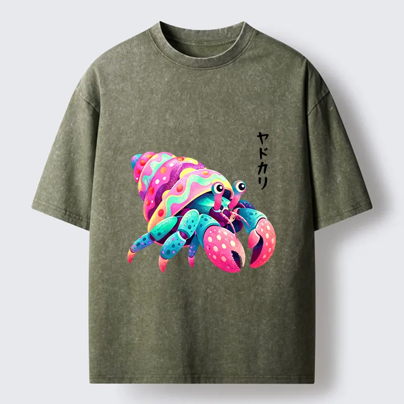 Tokyo‑Tiger Colorful Hermit Crab Washed T‑Shirt