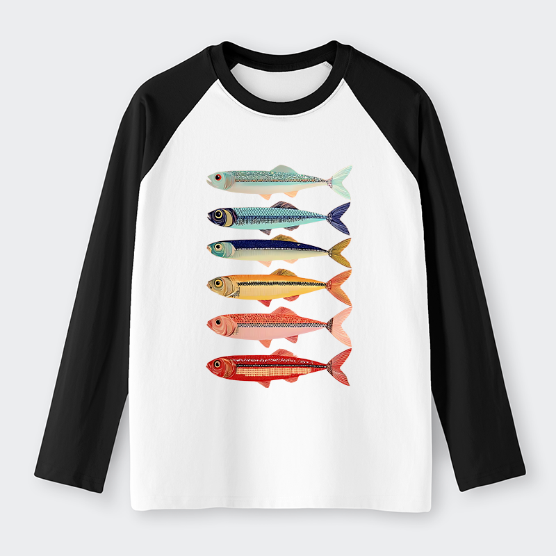 Tokyo-Tiger Colorful Fish Stack Long Sleeve T-shirt