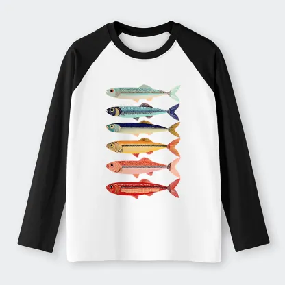 Tokyo-Tiger Colorful Fish Stack Long Sleeve T-shirt