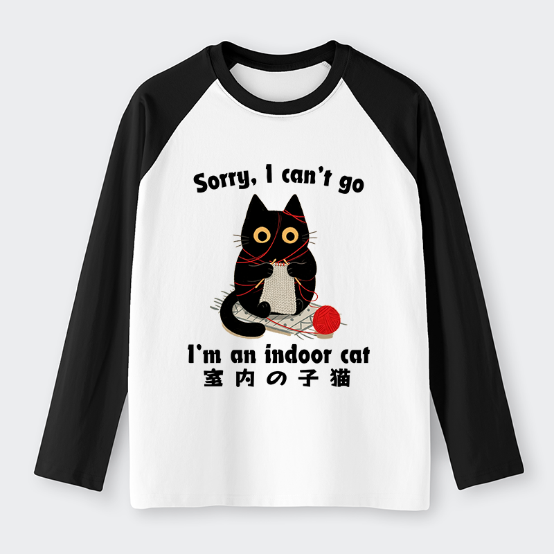 Tokyo-Tiger Indoor Cat Meme Raglan Long Sleeve T-shirt