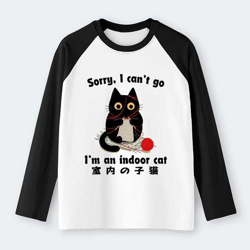 Tokyo-Tiger Indoor Cat Meme Raglan Long Sleeve T-shirt