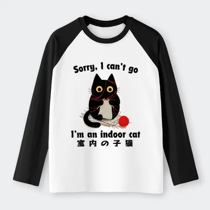 Tokyo-Tiger Indoor Cat Meme Raglan Long Sleeve T-shirt