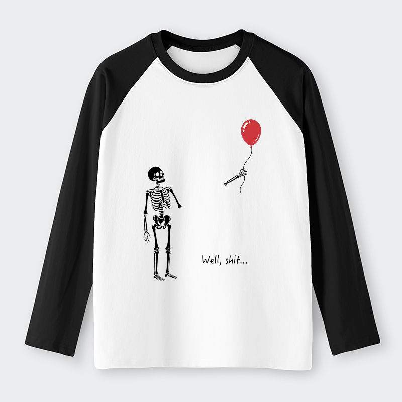 Tokyo-Tiger Skeleton Balloon Meme Raglan Long Sleeve T-shirt