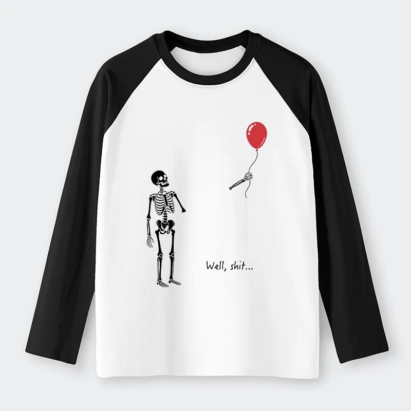 Tokyo-Tiger Skeleton Balloon Meme Raglan Long Sleeve T-shirt