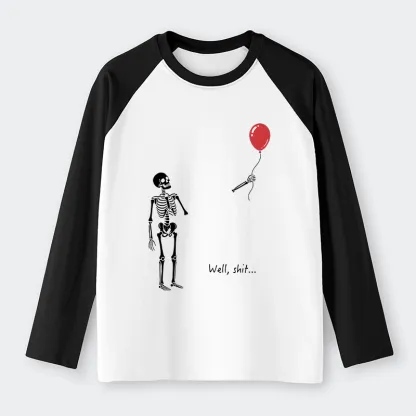 Tokyo-Tiger Skeleton Balloon Meme Raglan Long Sleeve T-shirt