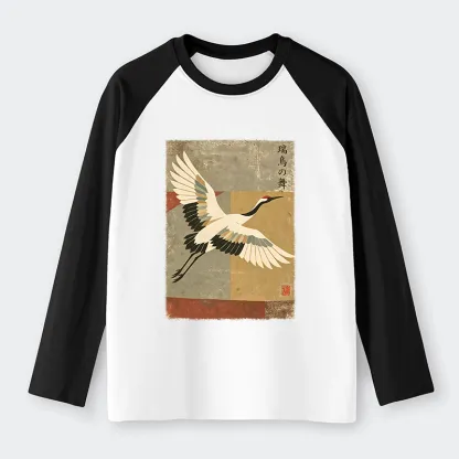 Tokyo-Tiger Crane Spirit Raglan Long Sleeve T-shirt