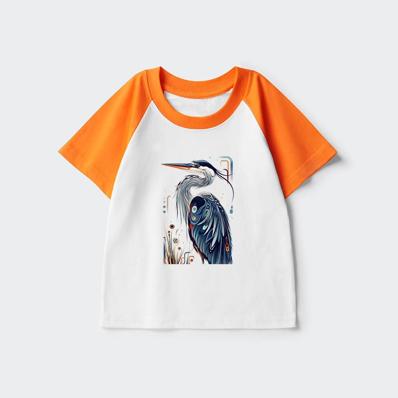 Tokyo-Tiger Stylish Blue Heron Kids Raglan T-shirt