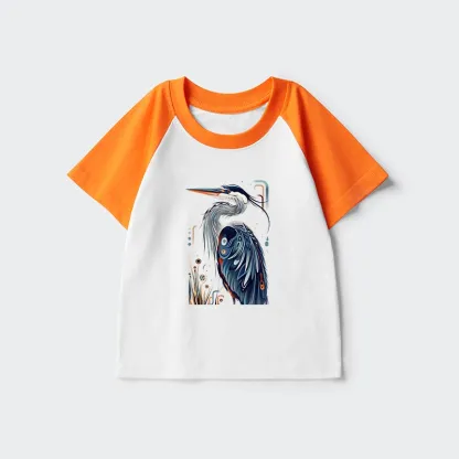 Tokyo-Tiger Stylish Blue Heron Kids Raglan T-shirt