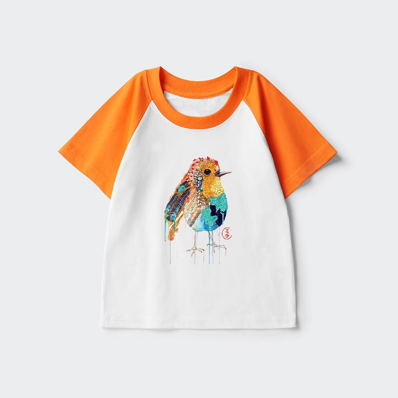 Tokyo-Tiger Sparkly Wild Bird Kids Raglan T-shirt
