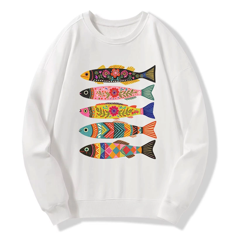 Tokyo-Tiger Colorful Patterned Fish Classic Sweatshirt