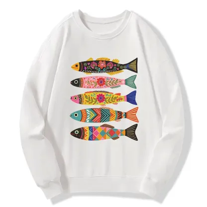 Tokyo-Tiger Colorful Patterned Fish Classic Sweatshirt