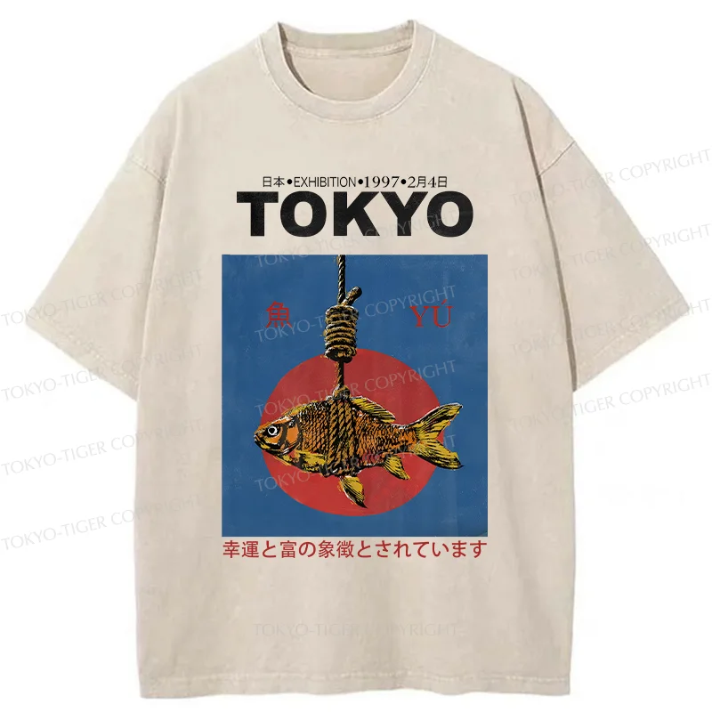 Tokyo-Tiger Retro Tokyo Fish Washed T-Shirt