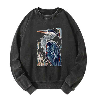 Tokyo-Tiger Stylish Blue Heron Washed Sweatshirt