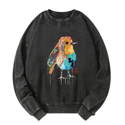 Tokyo-Tiger Sparkly Wild Bird Washed Sweatshirt