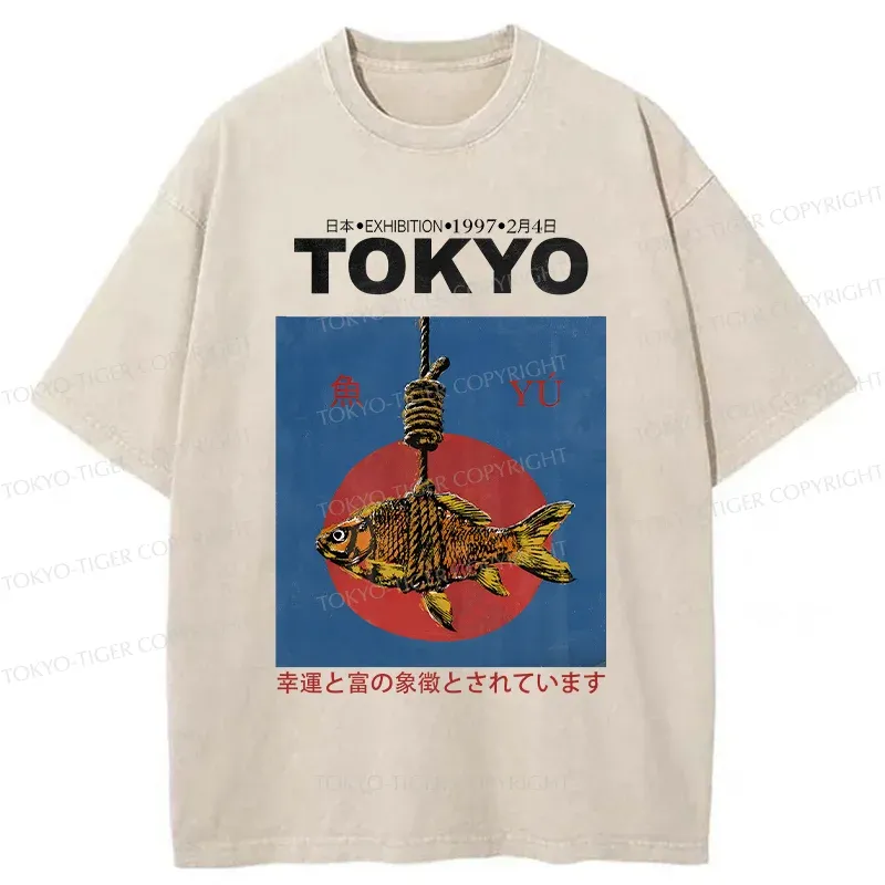 Tokyo-Tiger Retro Tokyo Fish Washed T-Shirt