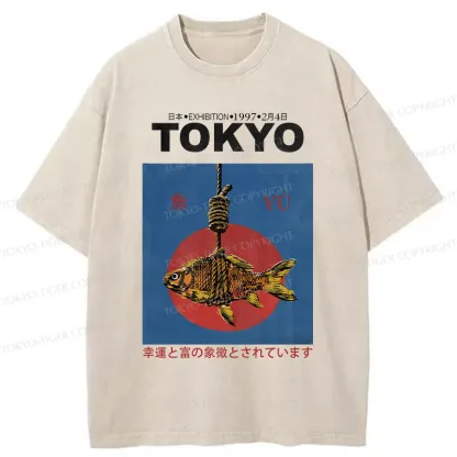 Tokyo-Tiger Retro Tokyo Fish Washed T-Shirt