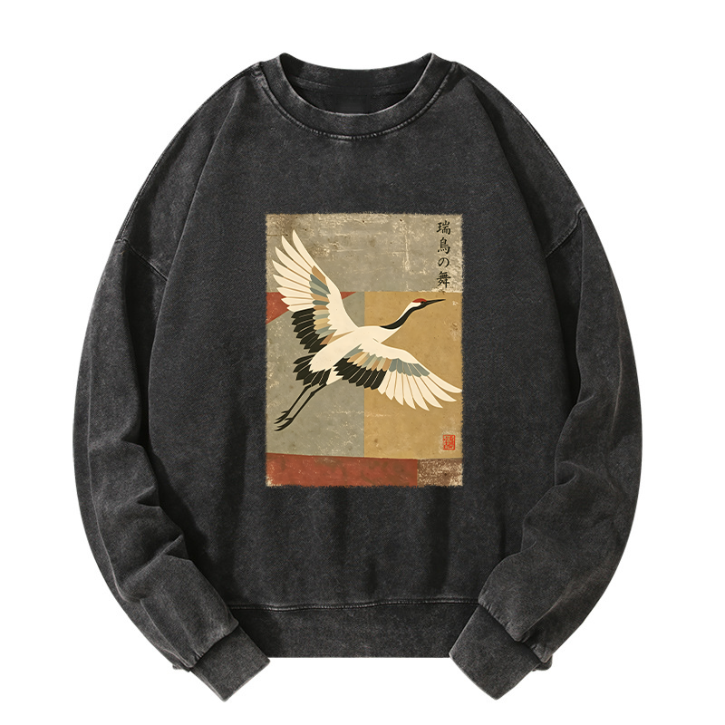 Tokyo-Tiger Crane Spirit Washed Sweatshirt