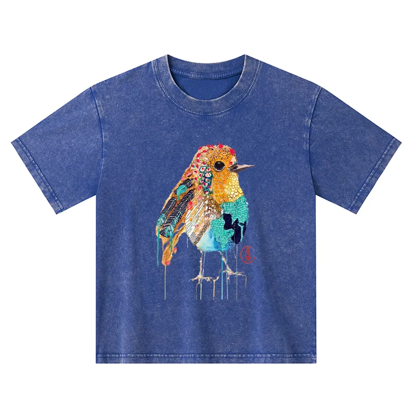 Tokyo-Tiger Sparkly Wild Bird Kids Washed T-Shirt