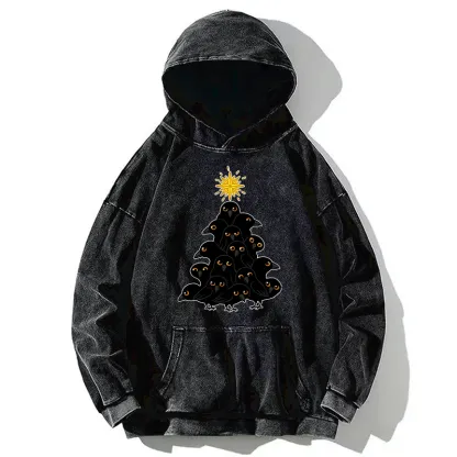 Tokyo-Tiger Crow Christmas Tree Washed Hoodie