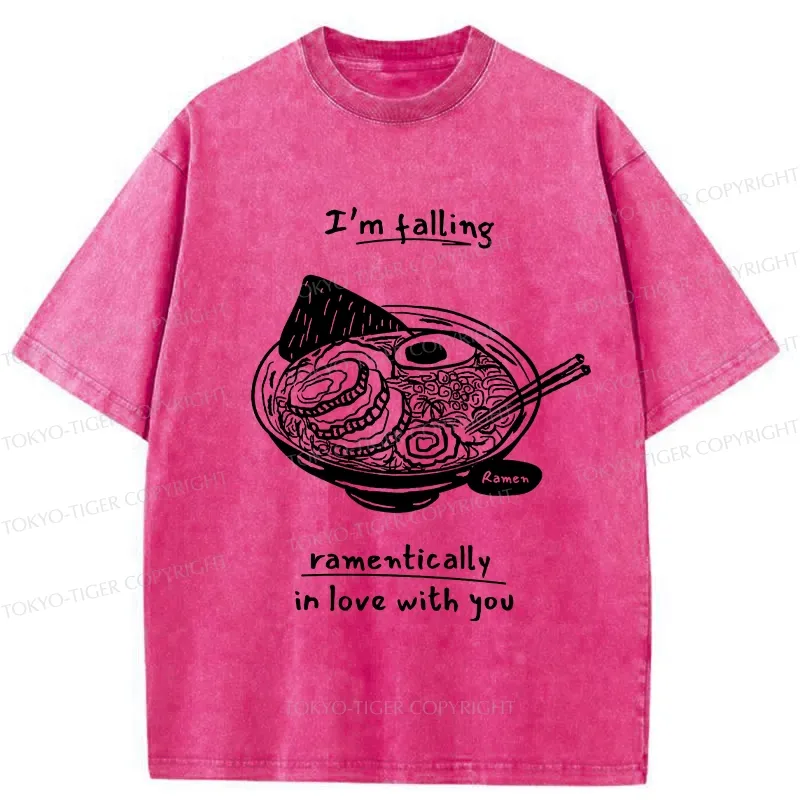 Tokyo-Tiger I'm Falling In Love With Ramen Washed T-Shirt