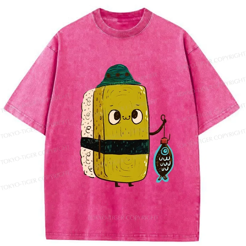 Tokyo-Tiger Cute Sushi Fisher Washed T-Shirt