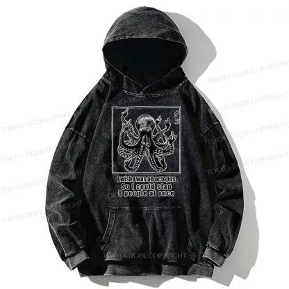 Tokyo-Tiger I Wish I Was An Octopus Japan Washed Hoodie