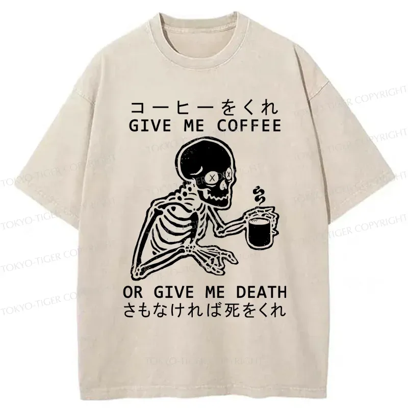 Tokyo-Tiger Give Skull Coffee Washed T-Shirt