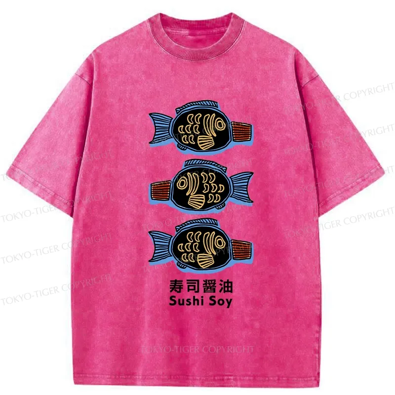 Tokyo-Tiger Sushi Soy Sauce Washed T-Shirt