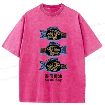 Tokyo-Tiger Sushi Soy Sauce Washed T-Shirt