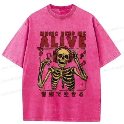 Tokyo-Tiger Music Keep Me Alive Washed T-Shirt