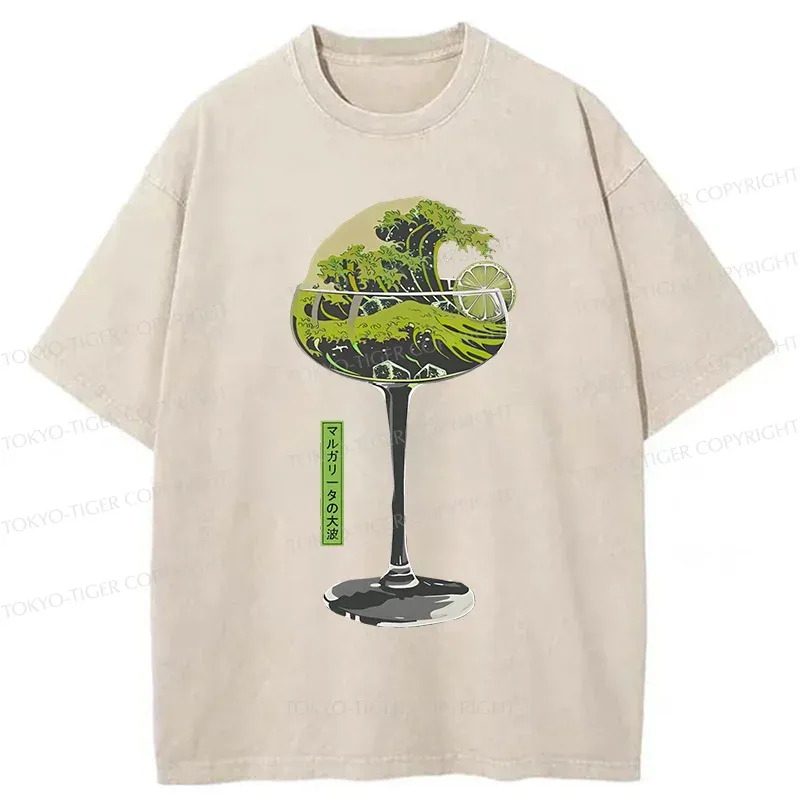 Tokyo-Tiger Wave Of Wine Washed T-Shirt