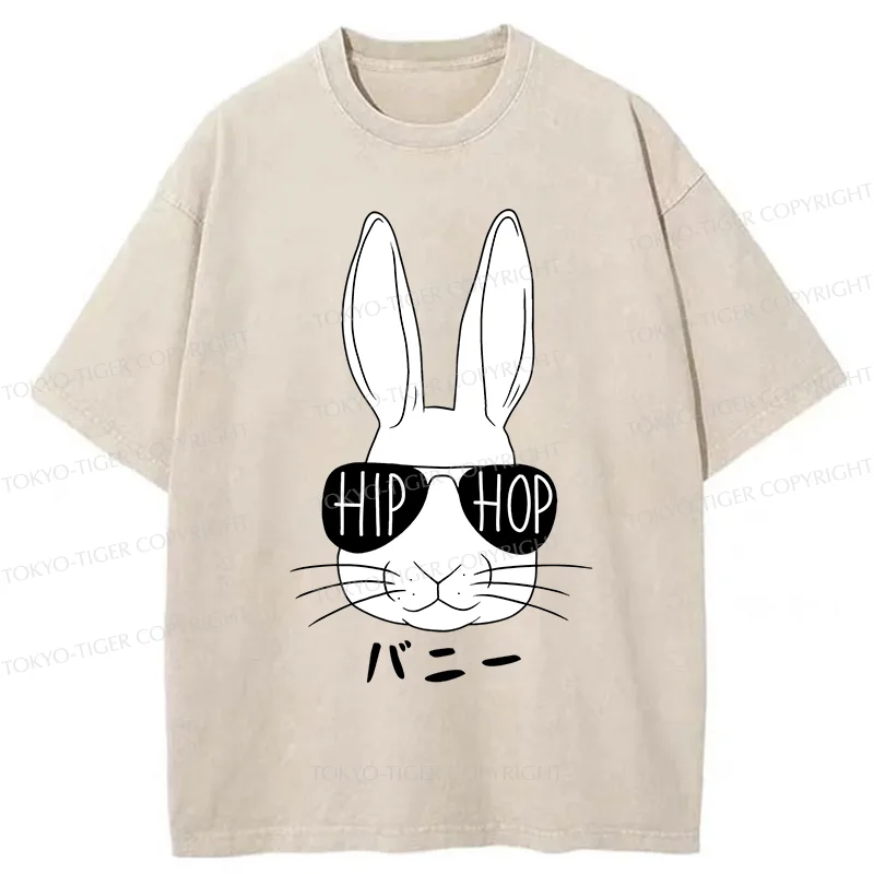 Tokyo-Tiger Hiphop Easter Bunny Washed T-Shirt