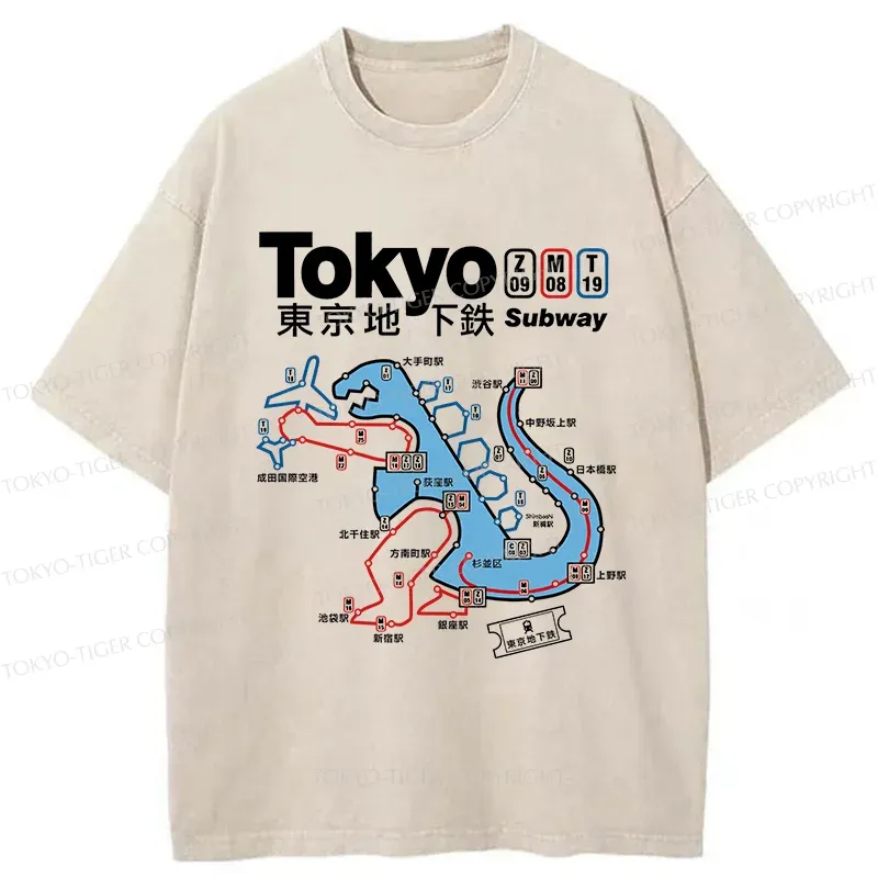 Tokyo-Tiger Heartbeat Rhythm Washed T-Shirt Sale