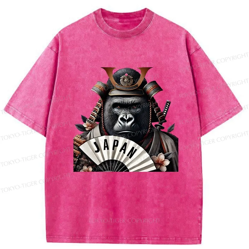 Tokyo-Tiger Japanese Samurai Gorilla Washed T-Shirt