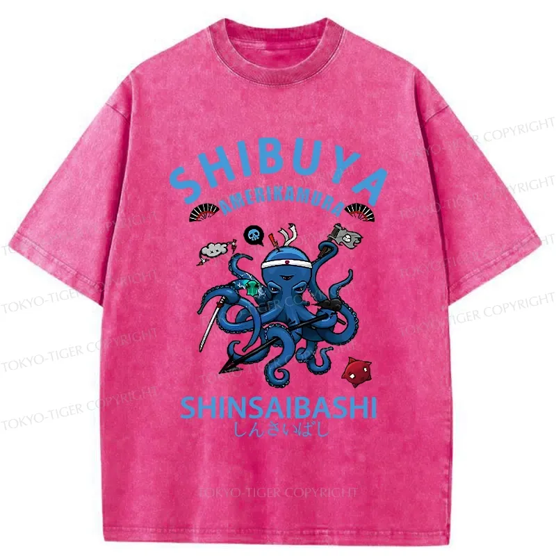 Tokyo-Tiger Shibuya Octopus Washed T-Shirt