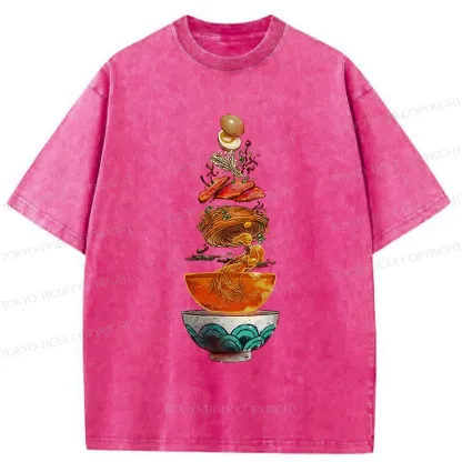 Tokyo-Tiger Funny Ramen Layers Washed T-Shirt