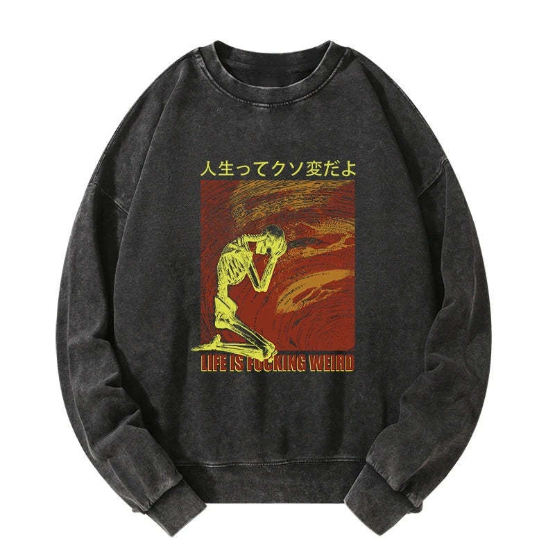 Tokyo-Tiger Skeleton Life is Fu Washed Sweatshirt Sale