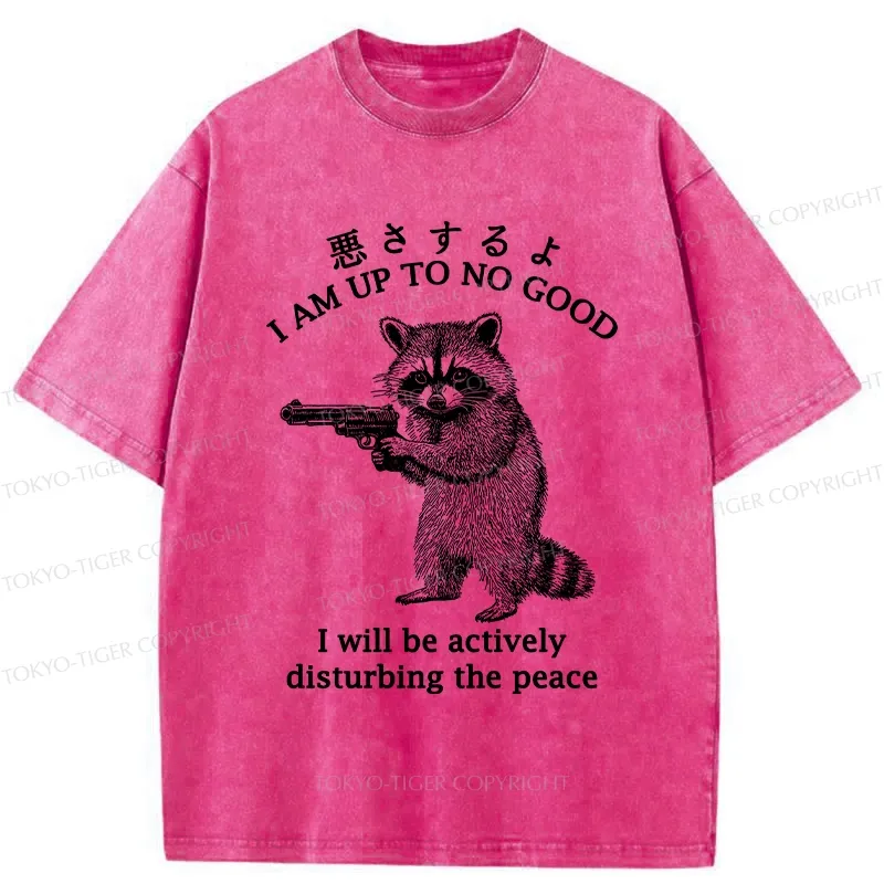 Tokyo-Tiger Raccoon Disturbing The Peace Washed T-Shirt