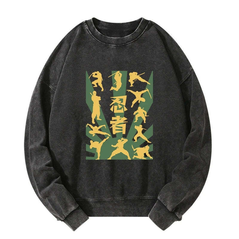 Tokyo-Tiger Japanese Ninja Print Washed Sweatshirt Sale